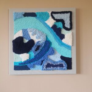 ręcznie wykonany obraz w odcieniach niebieskiego.o wymiarach 50x50 cm puszysty i trójwymiarowy idealny do dotykania. sprawdzi się w pokoju dziecięcym lub w nowoczesnych wnętrzach.